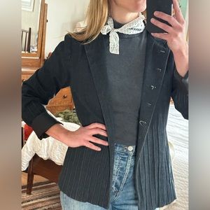 Vintage Jean Blazer and Poka Dot Blouse